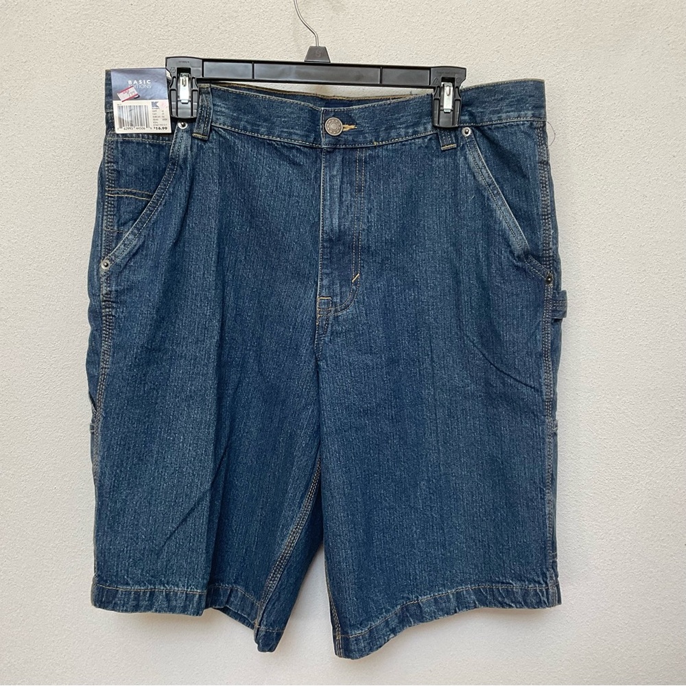 NWT Basic Editions Dark Wash Carpenter Style Jean Shorts Size 34
